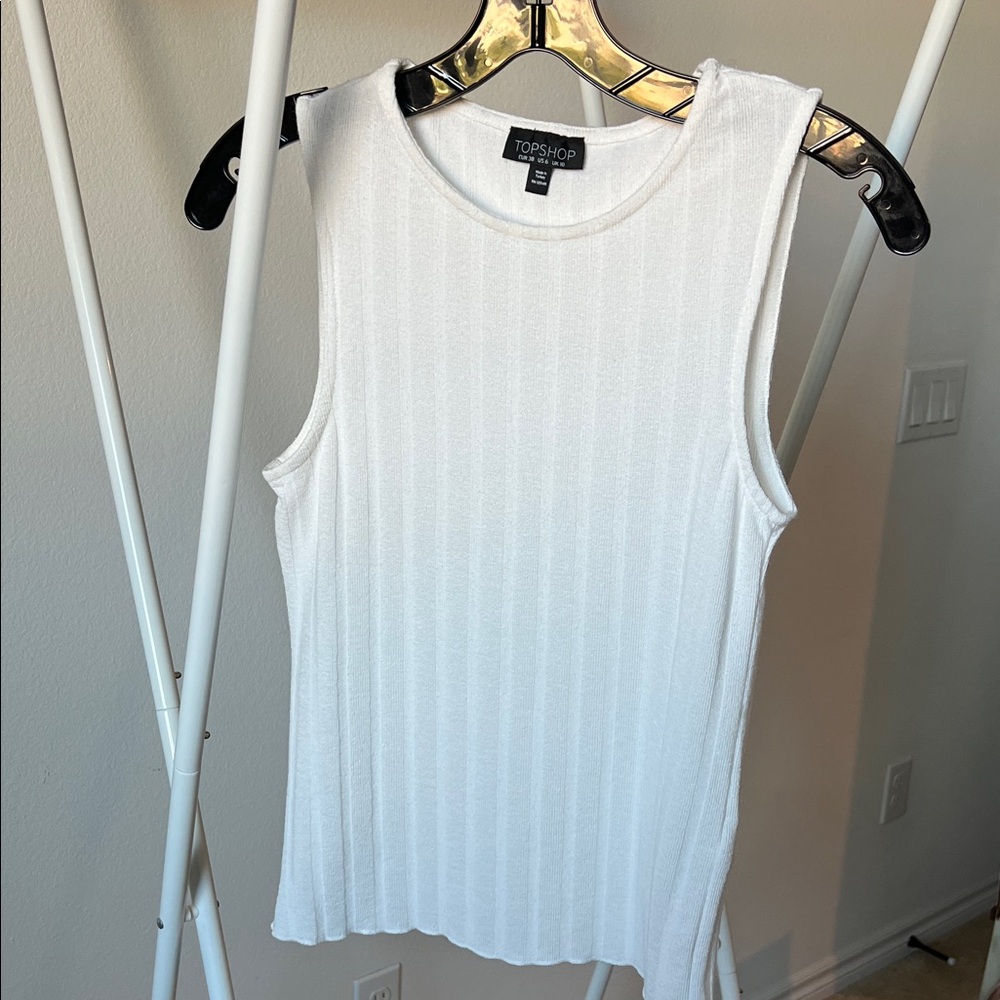 Topshop Ivory Ribbed Tank Top